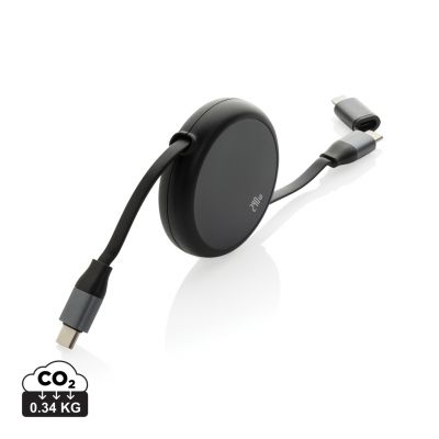 Terra RCS recycled aluminium retractable 240W 2-in-1 cable