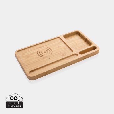 Stolni organizator od bambusa s 10W bežičnim punjačem