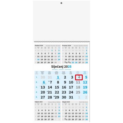 Poslovni kalendar s prikazom 5 mjeseci